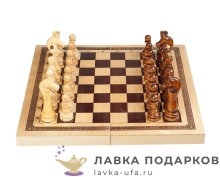 НИ / Шахматы подарочные «Торнамент» 42х21 см шпон ясень граб светлые 