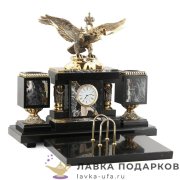 УК / Настольный набор из яшмы «Двуглавый орел», 2 предмета, 34х27х31 см (3258) 