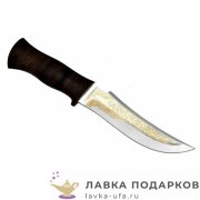 Златоуст / Нож охотничий «Русский 3», сталь 95 х 18, рукоять кожа + аллюминий, позолота 