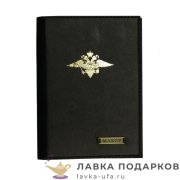 МК / Обложка для паспорта Макей, натуральная кожа, принт «МВД», коричневая (009-09-40) 