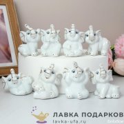 W-КЕР / Статуэтка «Слоник» малая 7см белая керамика глянец декор ассорти W2060 