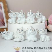 W-КЕР / Статуэтка «Слоник» малая 7см белая керамика глянец декор ассорти W2060 