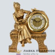 LR / Скульптурные часы «Гимназистка» В12х27х21 см полистоун бронза 502 
