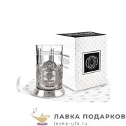КМН / Подстаканник Кольчугино «МВД» со стаканом (хрусталь), никель, Меценат 
