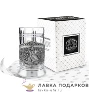 КМС / Подстаканник Кольчугино «Мудрый руководитель» со стаканом (хрусталь), серебрение, Триумф 