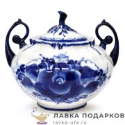 Гжель / Сахарница «Алевтина» 12 см, авт. Голубенков Н.А. 