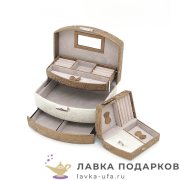 Jardin / Шкатулка для украшений с замком раздвижная «3 яруса» 22 х 16 х 13 см. беж-золотой P_6868_D 