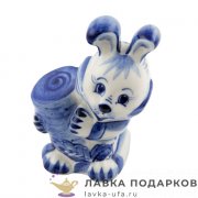 Гжель / Фигурка года «Заяц с барабаном» 14 х 10 х 08 см. авт. Еремина Л.Г. 