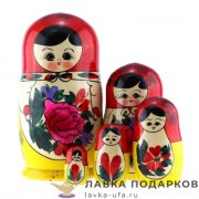 НП-М / Матрешка семеновская «Россияночка» 5 мест, 16 см. красный платок  