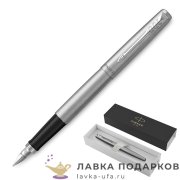 Ручка перьевая Parker Jotter Core, нержавеющая сталь и хром, перо M (среднее), синий картридж (19531 