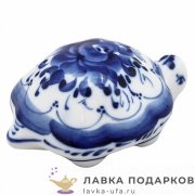 Гжель / Шкатулка «Черепаха» 04 х 10 х 07 см. авт. Голубенков Н.А. 