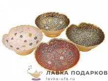 Кашмир / Вазочка для конфет «Цветы» 10 х 10 х 04 см. эмаль МИКС-4 Фр_1131  