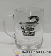 Кружка стеклянная с оловянным барельефом «Медицина» 250 мл.  Ч_8644  