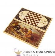 Нарды и шашки в одном наборе «Походные» 60 х 30 см. рис. Охотники на привале 1047_14 