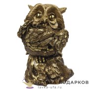 П / Скульптура «Сова мультяшная с букетом» В25 см полистоун бронза F951-2 