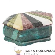 Камень / Шкатулка с зеркалом «Мозаика» 18 х 10 х 07 см. змеевик 0095 