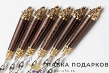 Павлово / Шампура на деревянной ручке с литьем «Кабан» (6 шт) без чехла (К) 