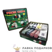 НИ / Покерный набор «500 фишек с номиналом» 2 колоды карт в металлическом боксе квадрат 7019 