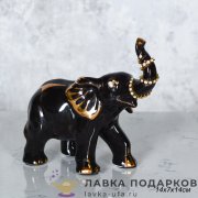 B-Ф / Статуэтка «Слон» черная со стразами 14 см фарфор B3002-4А 