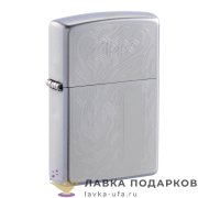 Zippo / Зажигалка «Пламя с лого Zippo.» 56 х 36 х 12 мм. хром матовый 29698 