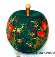 НП / Расписная шкатулка - яблоко «Хохлома» 10 х 10 см. цв. зеленый 