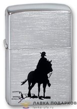 Zippo / Зажигалка 200 «Ковбой на лошади» 56 х 36 х 12 мм. хром матовый 