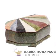 Камень / Шкатулка с зеркалом «Мозаика - ракушка» 23 х 14 х 09 см. змеевик 6952 
