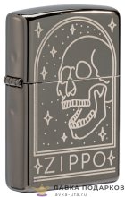 Zippo / Зажигалка 49719 «Череп» 56 х 36 х 12 мм. цвет черный глянец 