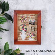 ИНТ / Ключница настенная «Уют» 17х21см коллаж коричневая интерьерный декор B2828B 