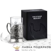 КМН / Подстаканник Кольчугино «Три богатыря» со стаканом (хрусталь), никель, Новая 