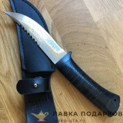 РО / Нож охотничий Златоуст «Горный», сталь 95х18, рукоять кожа и текстолит, стандартная гравировка 