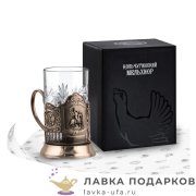 КММ / Подстаканник Кольчугино «Георгий Победоносец» со стаканом (хрусталь), медь, Меценат 