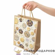 УП / Пакет подарочный «Мраморная абстракция» 26х13х32см бумага бежевый вертикальный средний 606601 