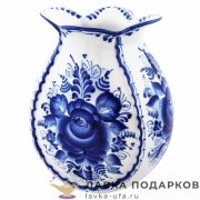 Гжель / Ваза декоративная «Шиповник» 18 х 14 х 11 см. авт. Еремина В.Г. 