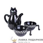 Набор «Кошка»: Чайник 450 мл + 2 чашки 22 х 16 х 11 см. черный Р_9657 