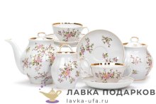 Дулево / Чайный сервиз «Белый лебедь» Цветение (15 предметов) С_2403 