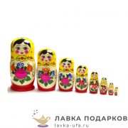 НП-М / Матрешка семеновская «Аленка» 8 мест, 19 см. желтый платок  