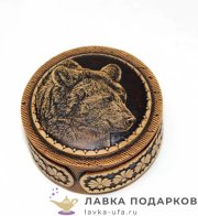НП / Берестяная шкатулочка «Медведь» 06 х 06 х 03 см. (авт. Глазунов) Б020031 