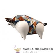 Гжель / Статуэтка «Бык Цезарь» 10 х 06 х 16 см. авт. Жучкова (подгл.краски)  