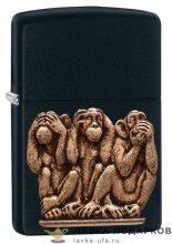 Zippo / Зажигалка 29409 «Не вижу, не слышу, не скажу» 56 х 36 х 12 мм. черный матовый 