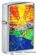 Zippo / Зажигалка 49721 «Восход» 56 х 36 х 12 мм. цвет хром полированный 