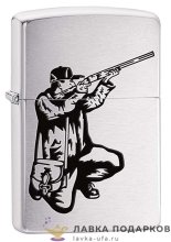 Zippo / Зажигалка 200 «Охотник с винтовкой» 56 х 36 х 12 мм. хром матовый 