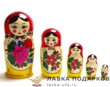 НП-М / Матрешка семеновская «Россияночка» 5 мест, 12 см. красный платок 