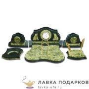 УК / Настольный набор из камня из 6-ти предметов «Волна» 53 х 30 х 12 см. змеевик светлый 