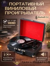 БТ / Виниловый проигрыватель «Чемодан» В12х35х25 см Bluetooth USB SD черный 