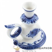 Гжель / Подсвечник малый с ручкой  07 х 08 х 06 см. авт. Розанов В.Г. 