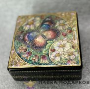 НП Ш / Шкатулка с росписью «Квадрат» рос. Лето Холуй авт. Юсов 