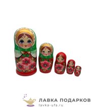 СР / Матрешка буклетная 5 кукол «Сударыня фиалка» 18 см. зеленый платок 