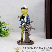 YX-П / Фигурка «Лягушка-капитан» сочно-зеленая оранжевые глаза 18.5см полистоун YX29009 