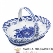 Гжель / Корзиночка «Галочка с одной ручкой» 25 х 19 х 16 см. v-1000 мл. авт. Селиверстова Г.И. 